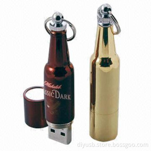 Beer Bottle Promotional USB/Gift Stocklots, 128MB to 32GB Memory Capacity, Customized Logos Accepted